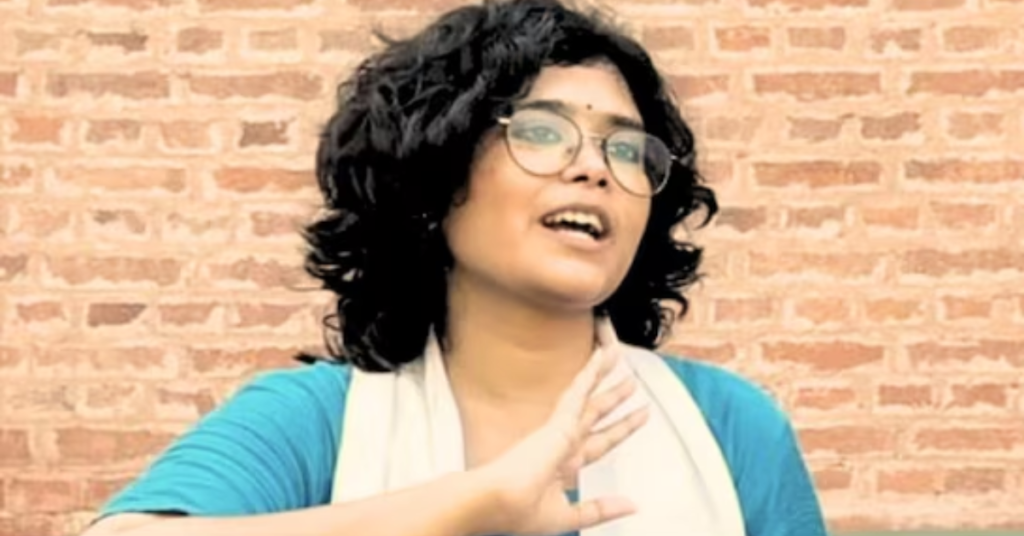 Anjali, SFI-AISA candidate for DUSU President Election 2025, speaking during campaign