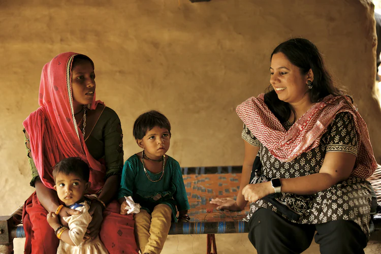 Gayatri Nair Lobo, CEO of Educate Girls during a household visit Udaipur Rajasthan (Photo: Educate Girls)