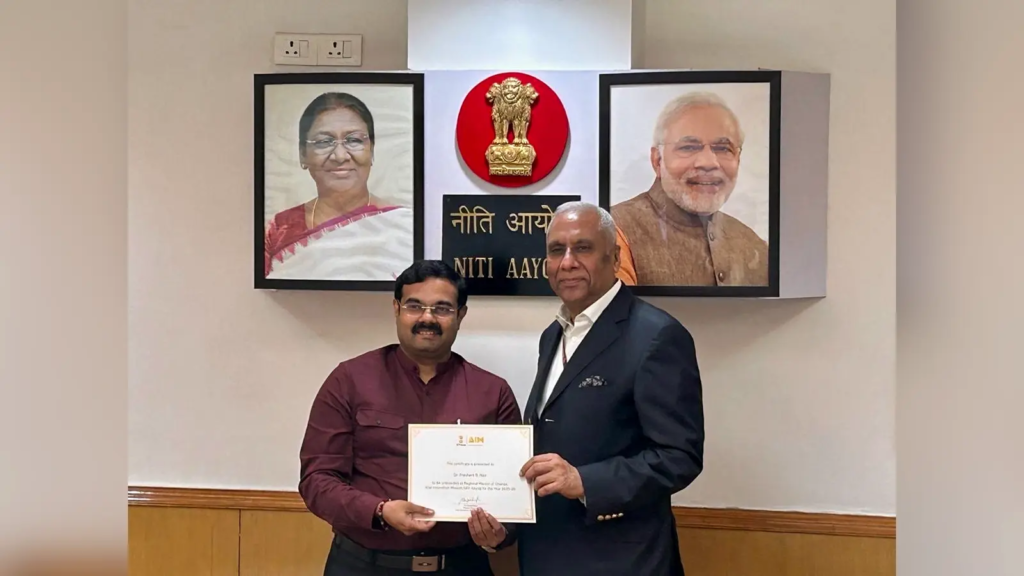 Suggested Social Media Caption: Dr Prashant R Nair of Amrita Vishwa Vidyapeetham has been honoured as a Regional Mentor of Change by Atal Innovation Mission for the fifth year