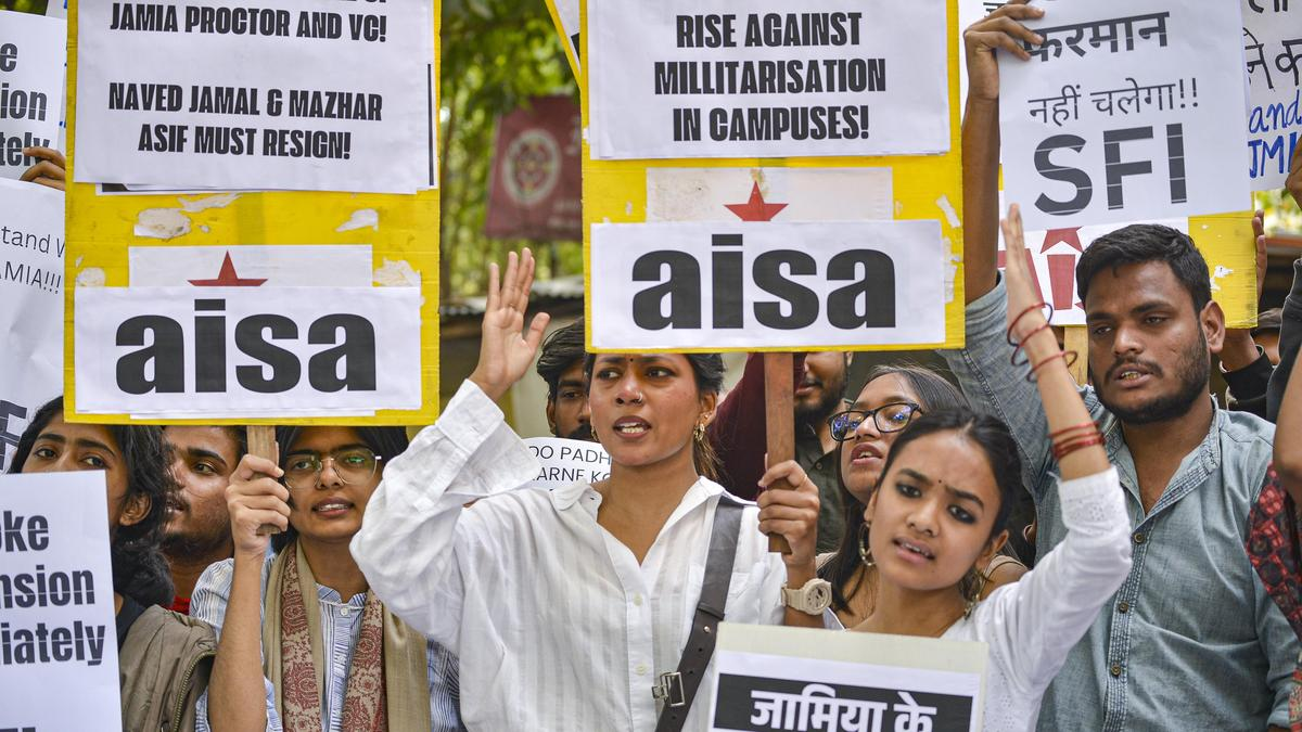 The protest, which entered its third day on Saturday, began after some students complained about poor quality food being served in the mess. File | Photo Credit: PTI